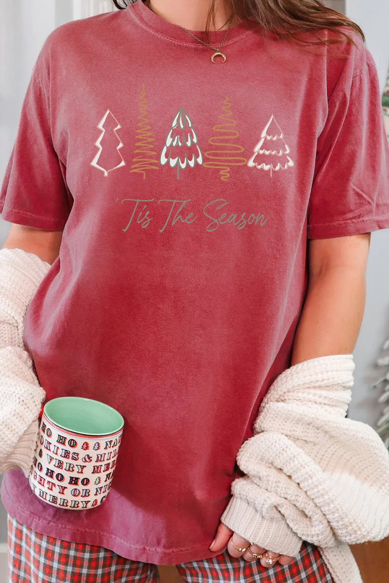 Tis The Season Christmas Trees Comfort Colors Adult Ring-Spun Cotton Tee