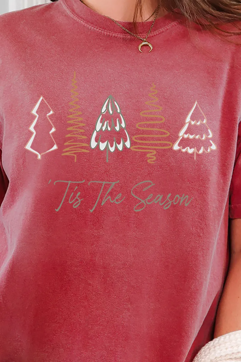Tis The Season Christmas Trees Comfort Colors Adult Ring-Spun Cotton Tee