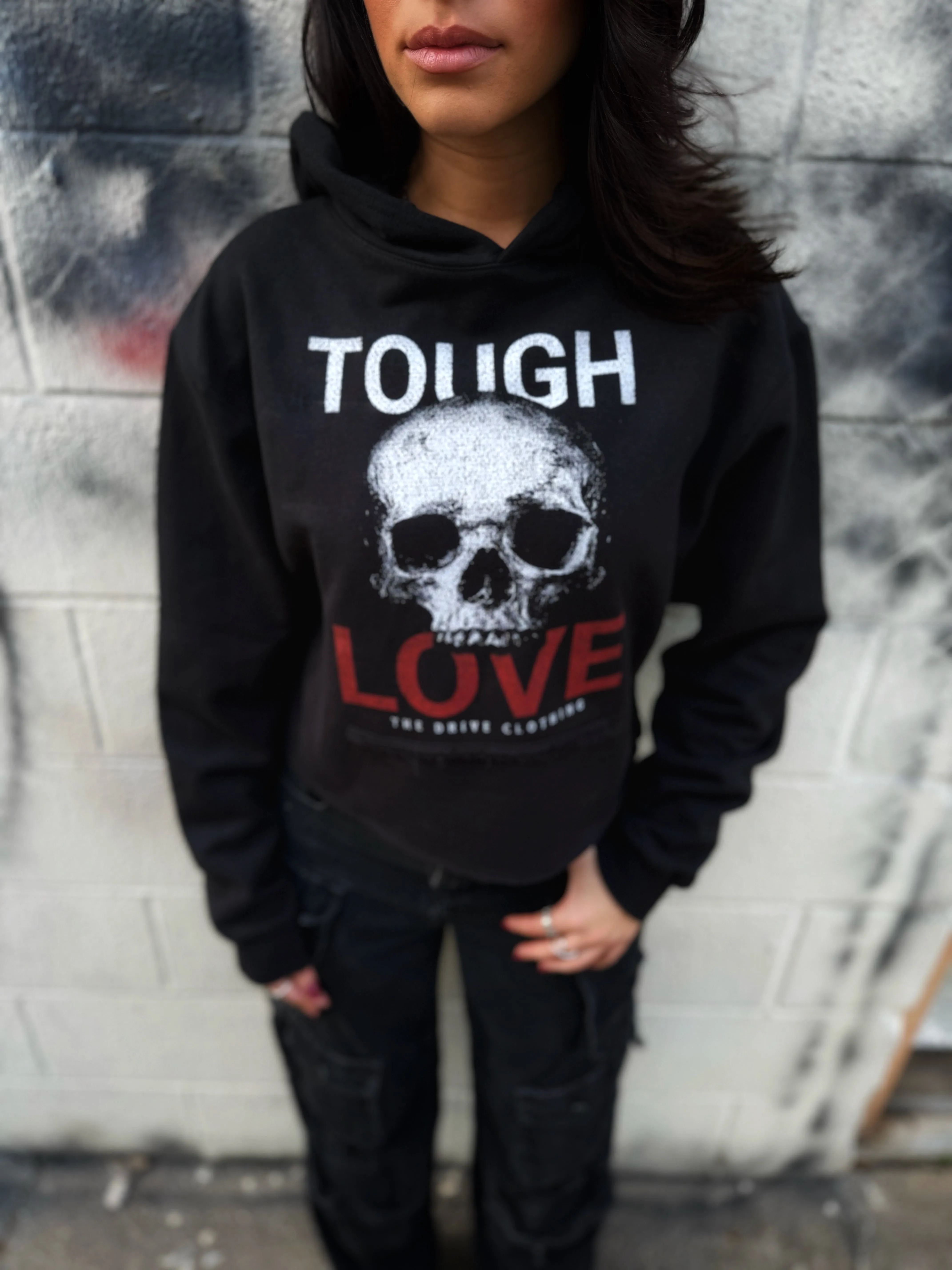TOUGH LOVE CROP HOODIE