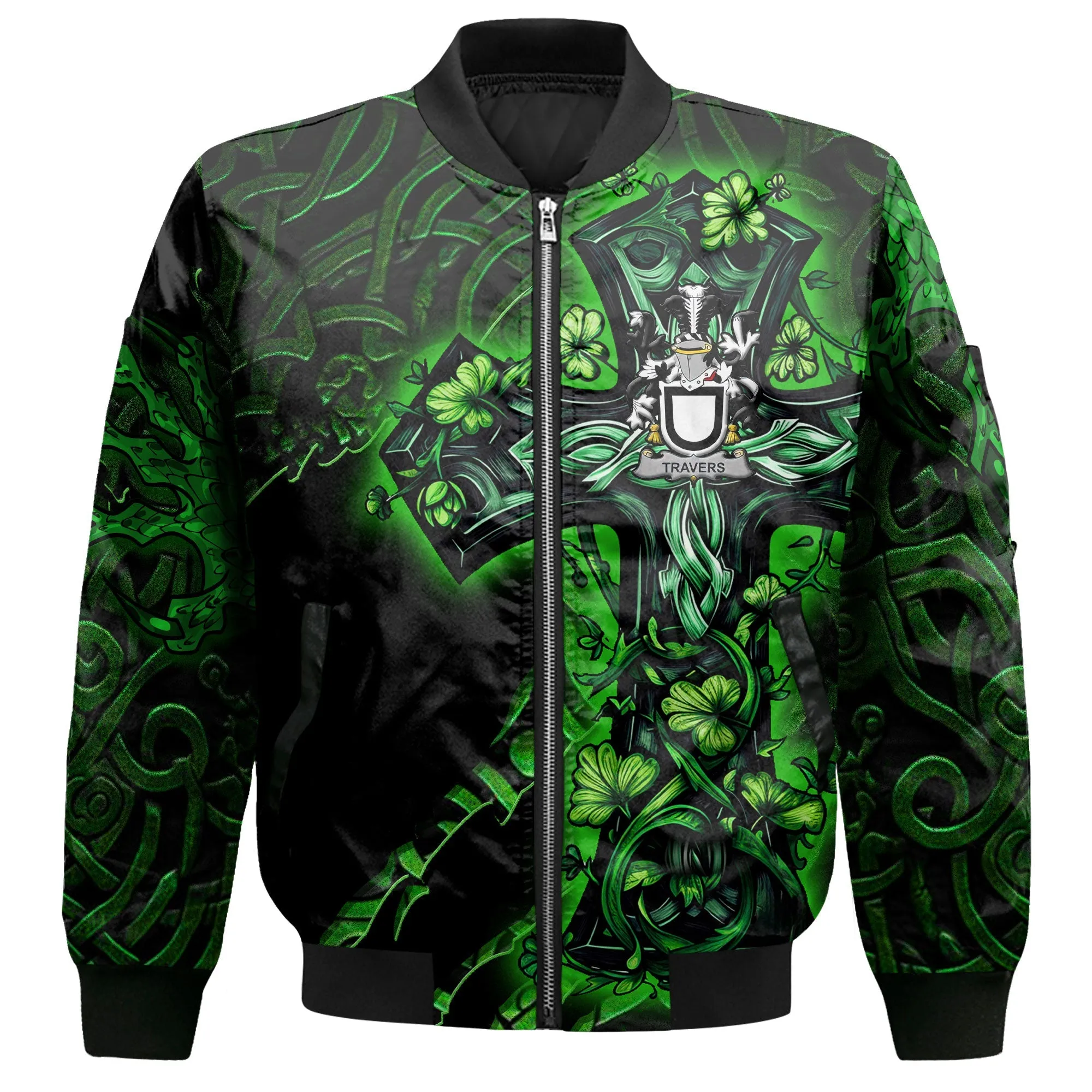 Travers Bomber Jackets Celtic Cross And Dragon Style