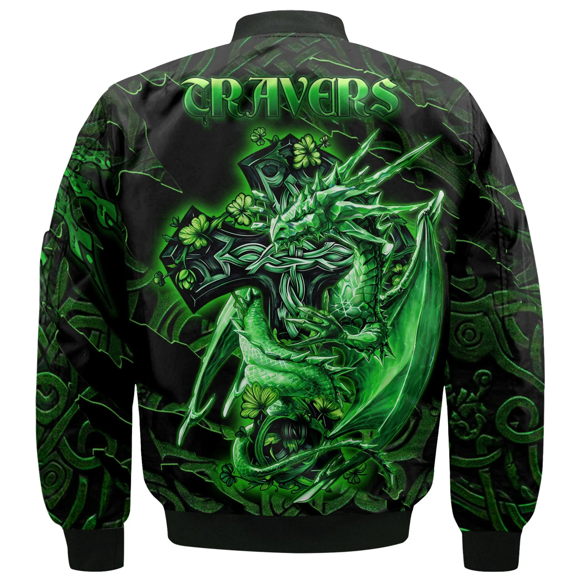 Travers Bomber Jackets Celtic Cross And Dragon Style