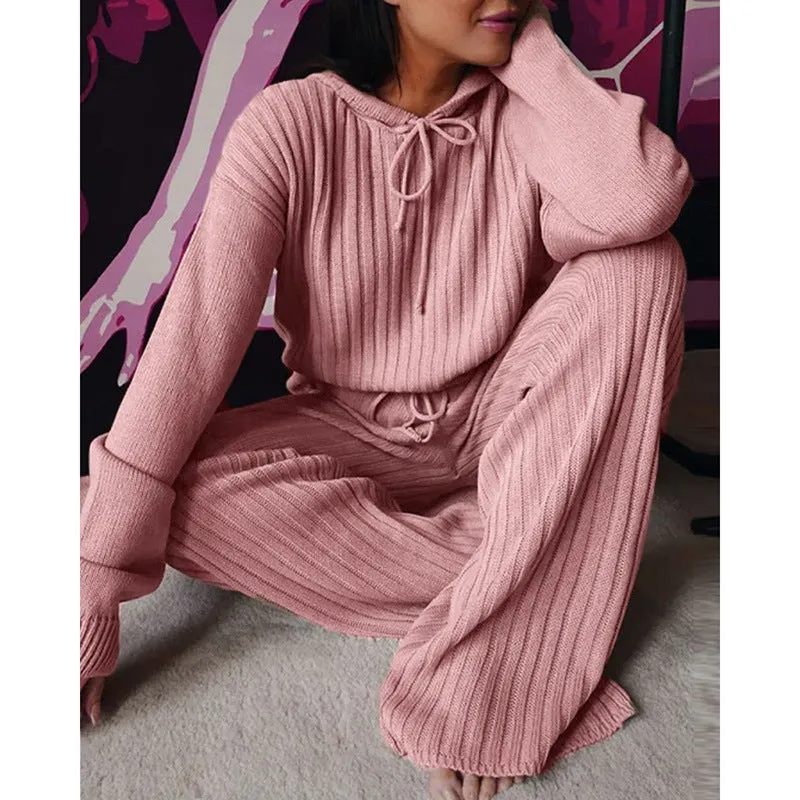 Two Piece Knitted Loose Fitting Leisure Set