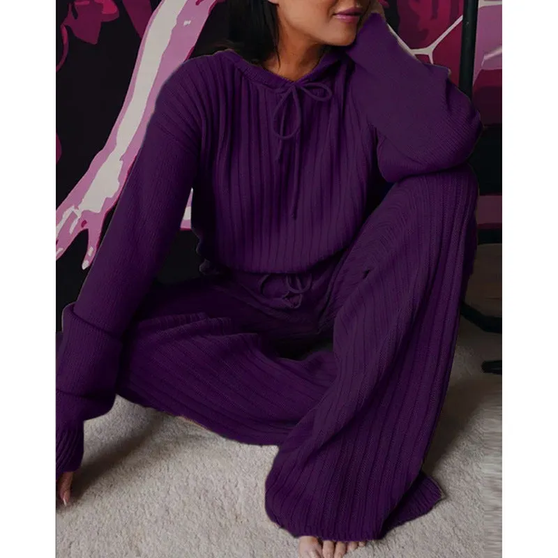 Two Piece Knitted Loose Fitting Leisure Set