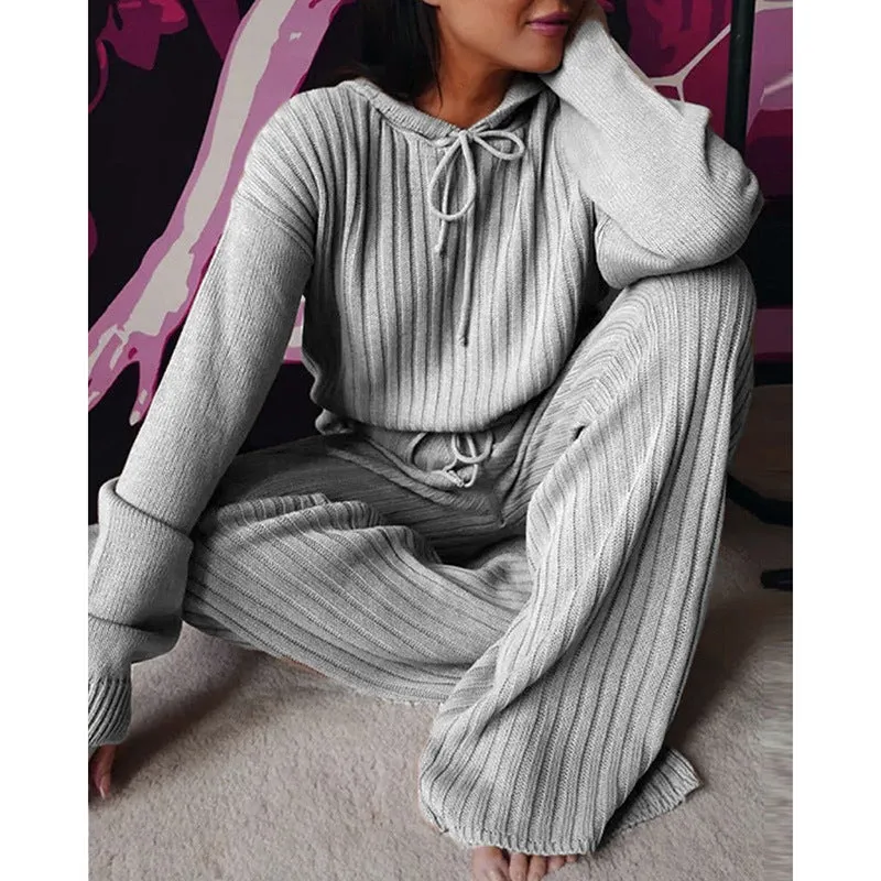 Two Piece Knitted Loose Fitting Leisure Set