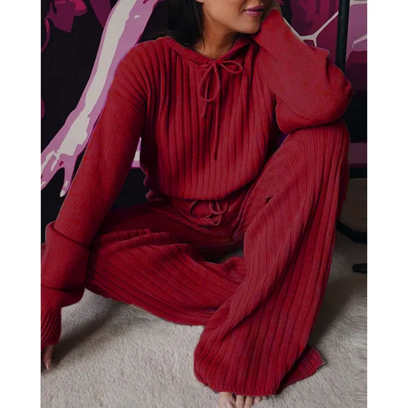 Two Piece Knitted Loose Fitting Leisure Set