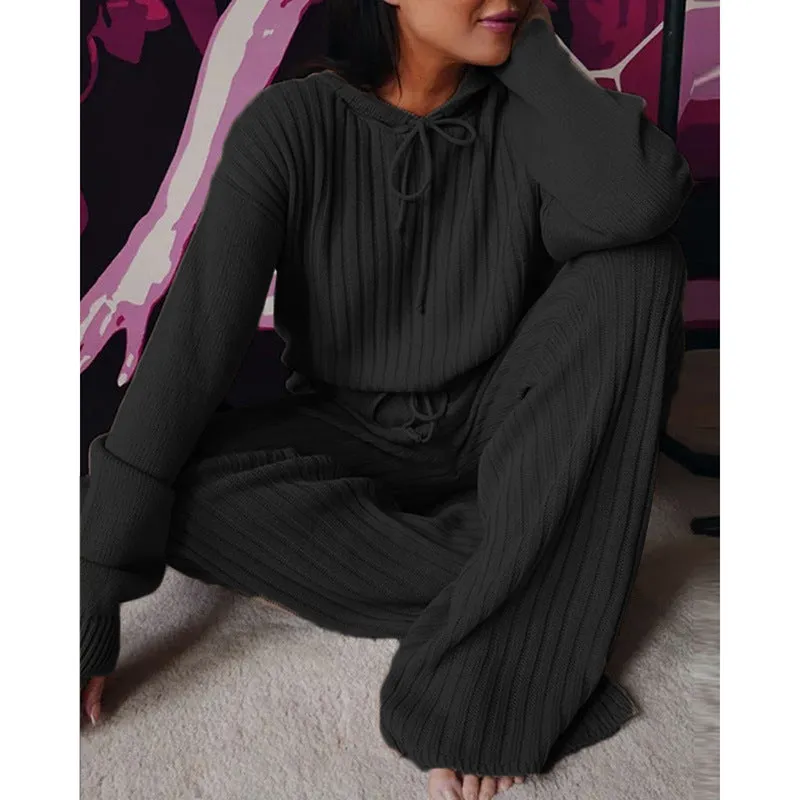 Two Piece Knitted Loose Fitting Leisure Set
