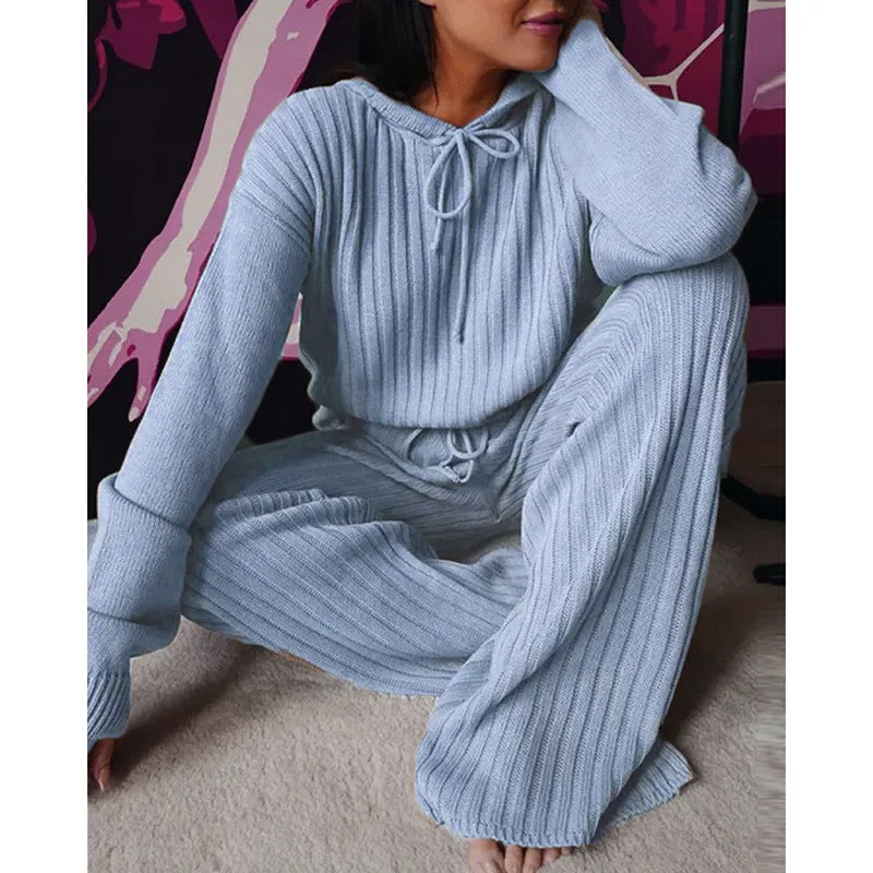 Two Piece Knitted Loose Fitting Leisure Set