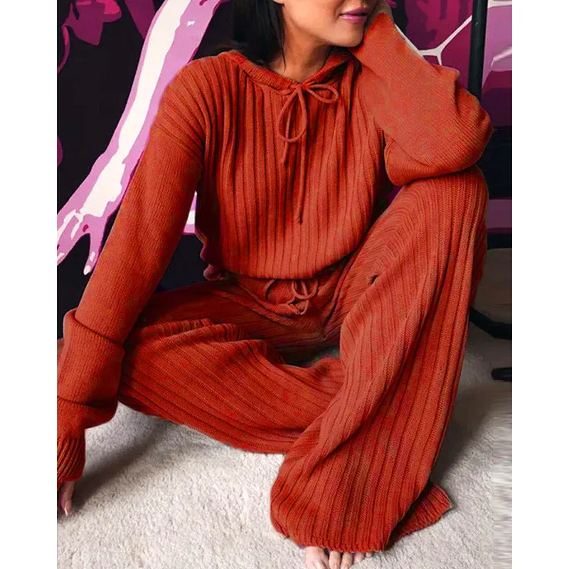 Two Piece Knitted Loose Fitting Leisure Set