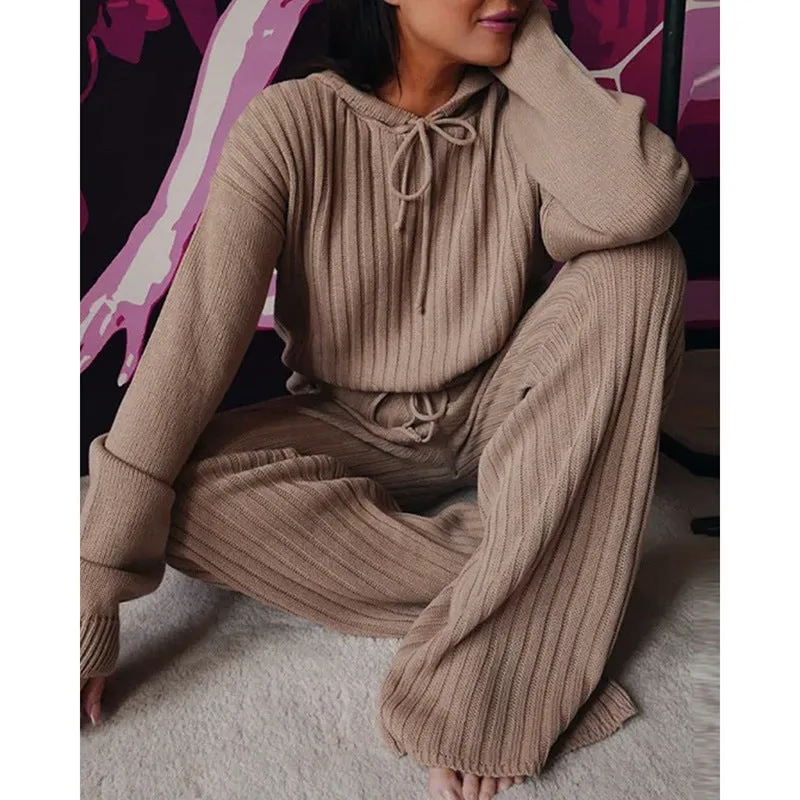 Two Piece Knitted Loose Fitting Leisure Set