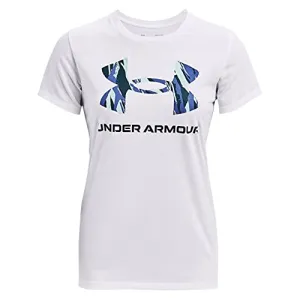 Under Armour Women's Live Sportstyle Graphic Short-Sleeve Crew Neck T-Shirt , White (104)/Breeze , XX-Large
