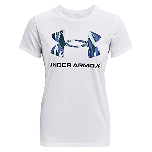 Under Armour Women's Live Sportstyle Graphic Short-Sleeve Crew Neck T-Shirt , White (104)/Breeze , XX-Large
