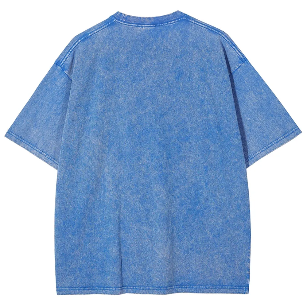 Unisex Heart Shape Of American Flag Graphic Vintage Washed Tee