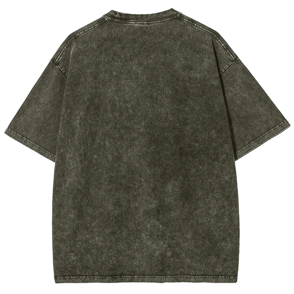 Unisex Vintage Caffeine Will Be The Dead Graphic Short Sleeve Washed T-shirt