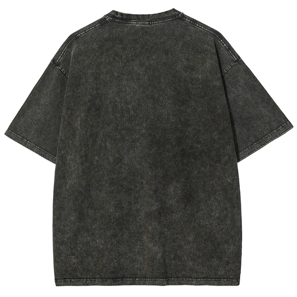 Unisex Vintage Caffeine Will Be The Dead Graphic Short Sleeve Washed T-shirt