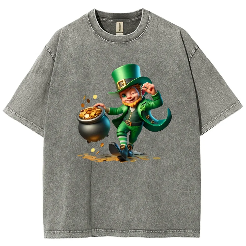 Unisex Vintage Funny St. Patrick's Day With Money Graphic Washed Tee