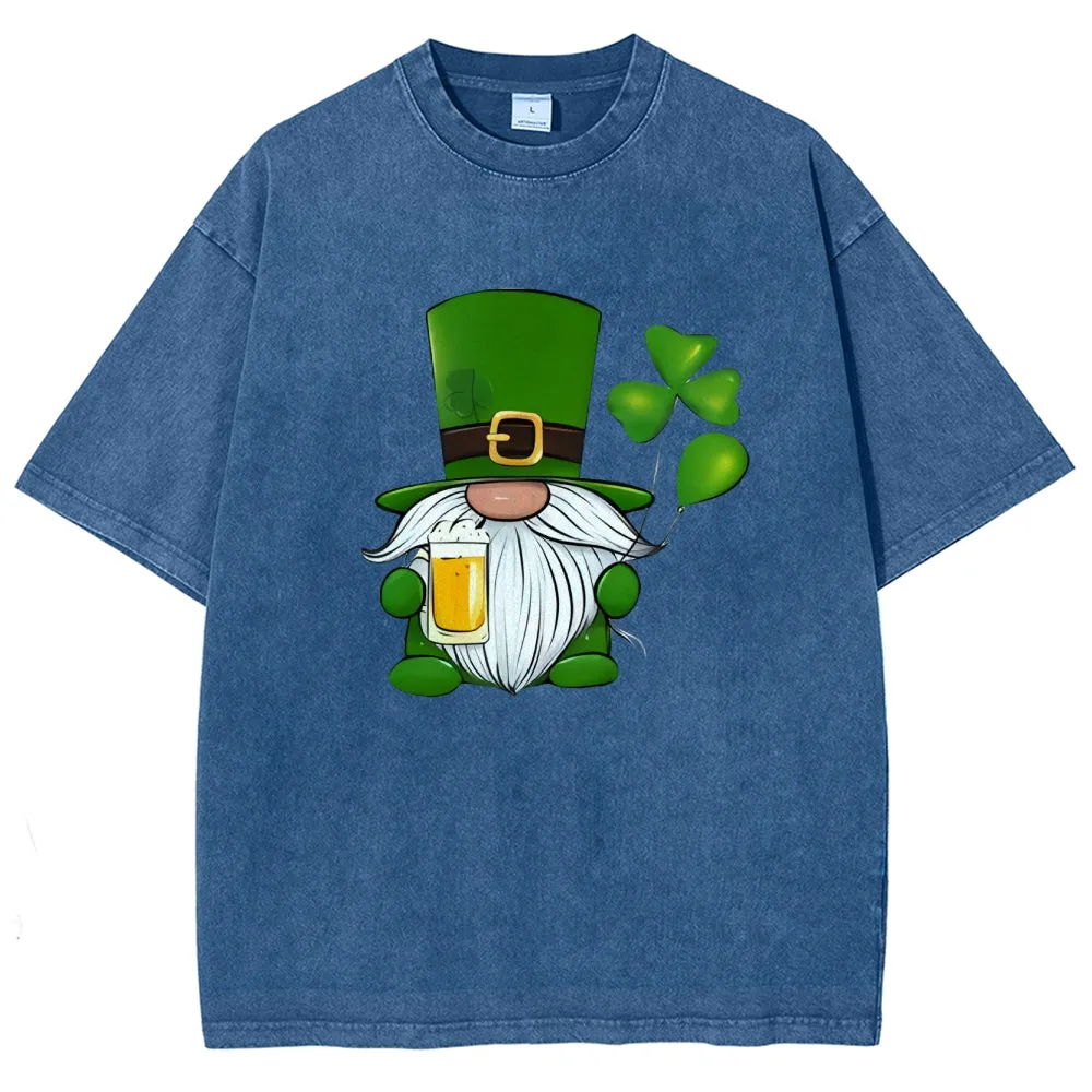 Unisex Vintage Happy St. Patrick's Day Cheer with Beer Graphic Washed Tee