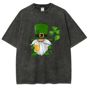 Unisex Vintage Happy St. Patrick's Day Cheer with Beer Graphic Washed Tee