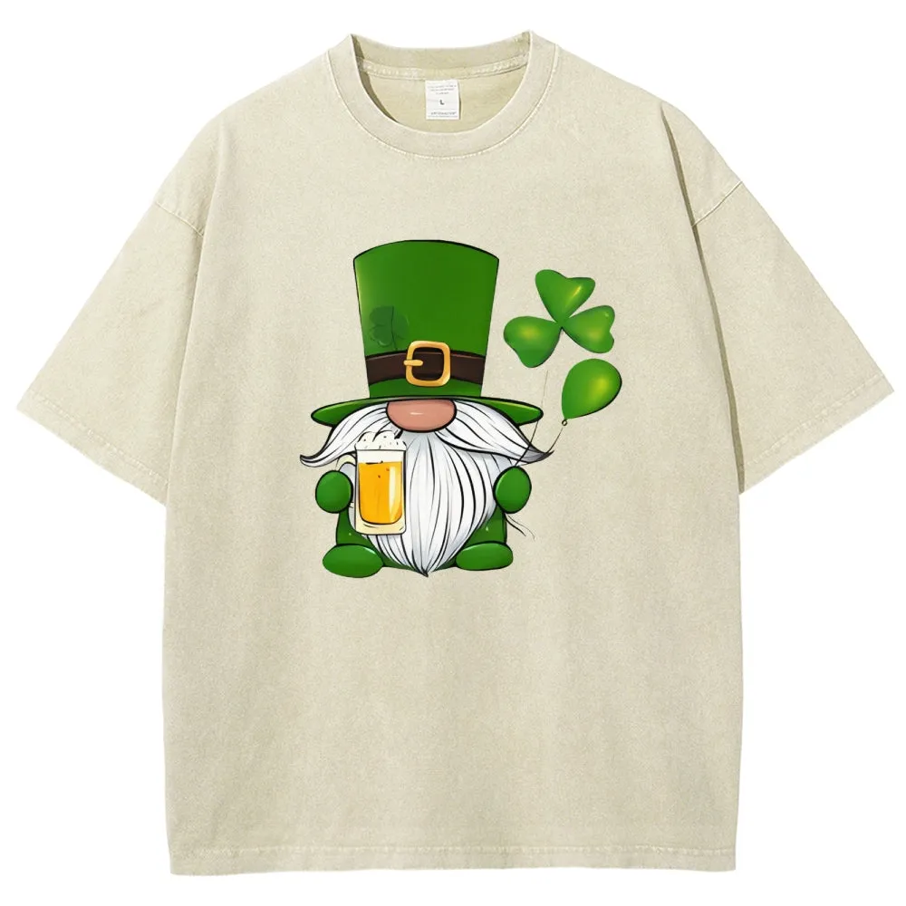 Unisex Vintage Happy St. Patrick's Day Cheer with Beer Graphic Washed Tee