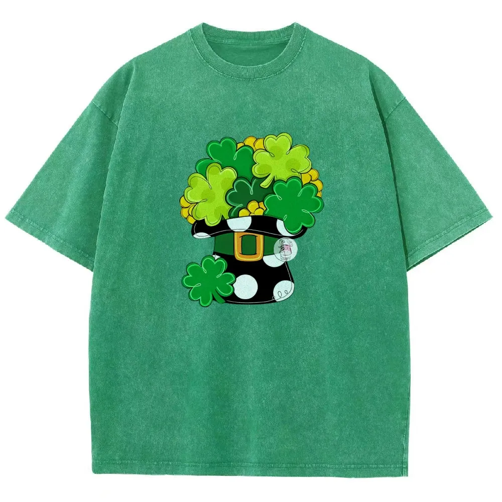 Unisex Vintage Happy St. Patrick's Day Shamrock Graphic Washed Tee