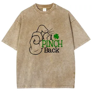 Unisex Vintage I Pinch Back St Patrick's Day Shamrock Graphic Washed Tee