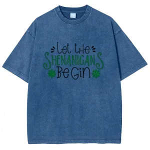 Unisex Vintage Let The Shenanigans Begin St. Patrick's Day Graphic Washed Tee