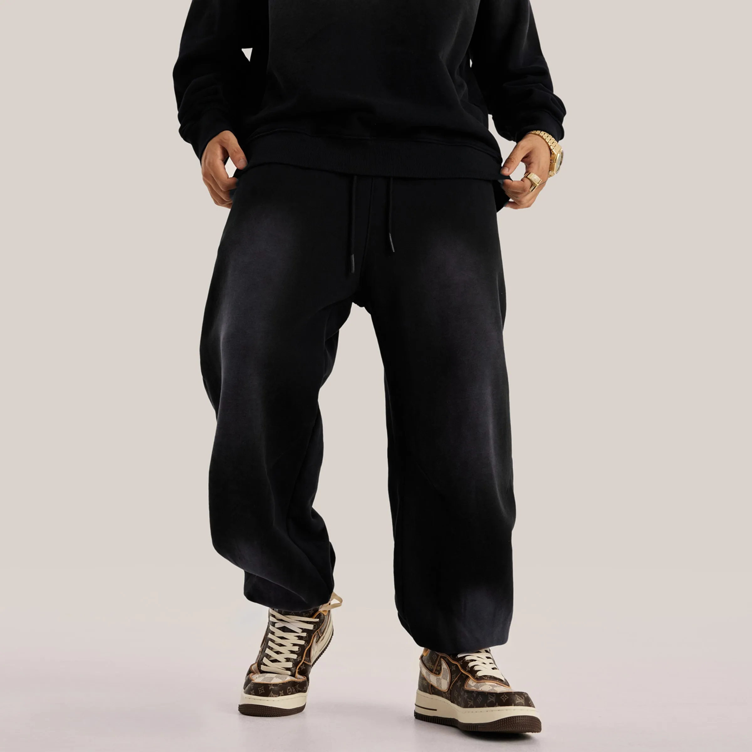 Washed Black Oversized Sweatpants x Streetwear Baggy Pants