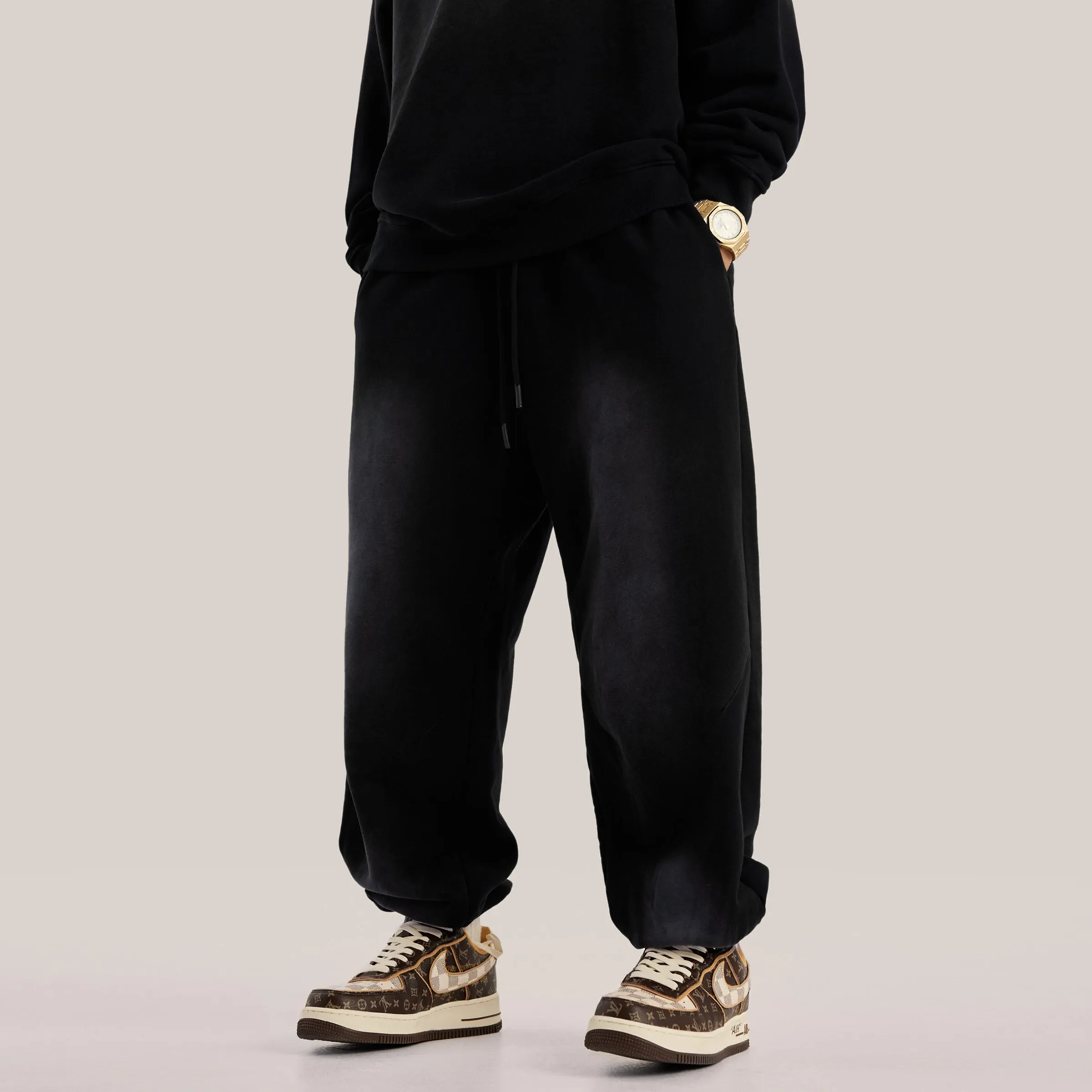 Washed Black Oversized Sweatpants x Streetwear Baggy Pants