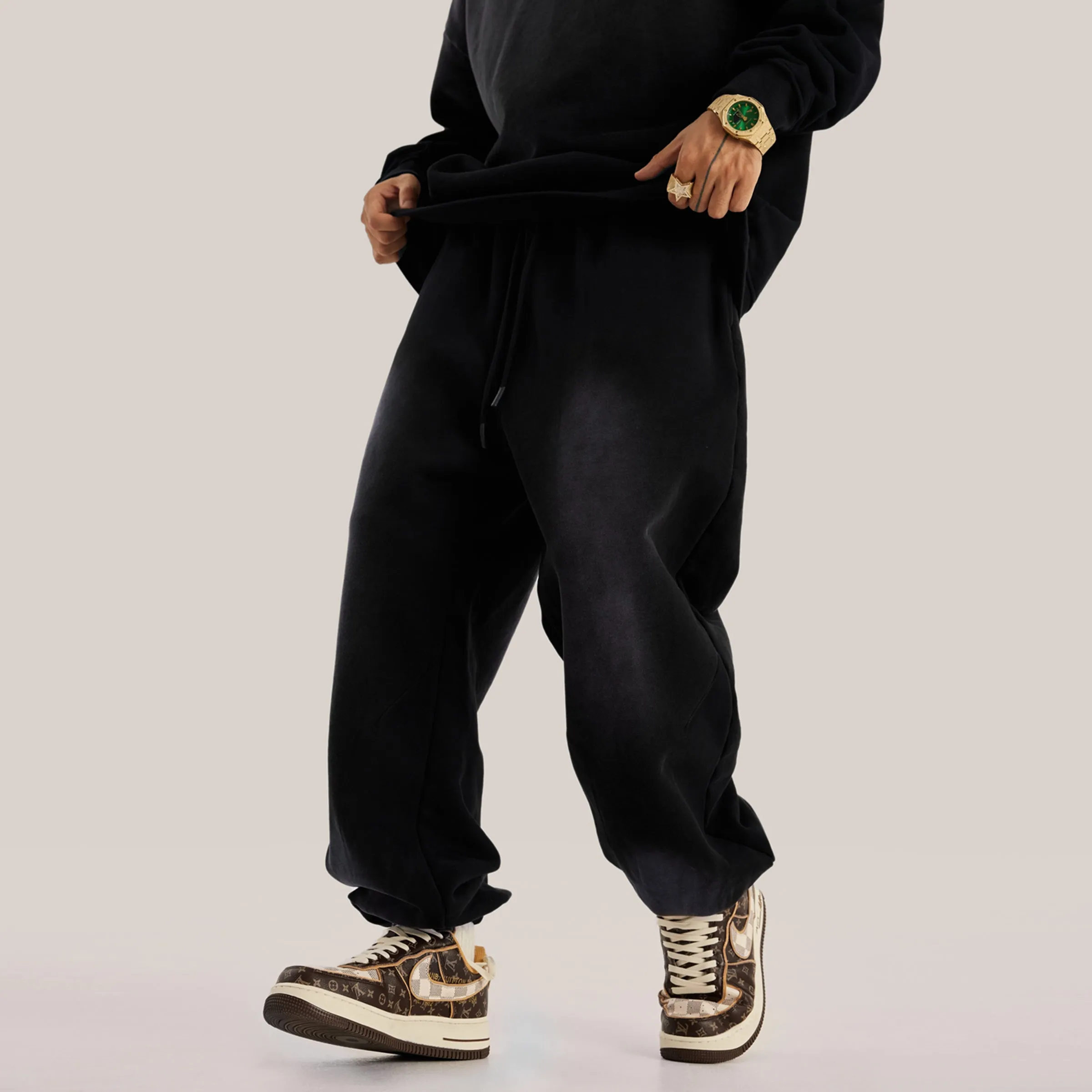 Washed Black Oversized Sweatpants x Streetwear Baggy Pants