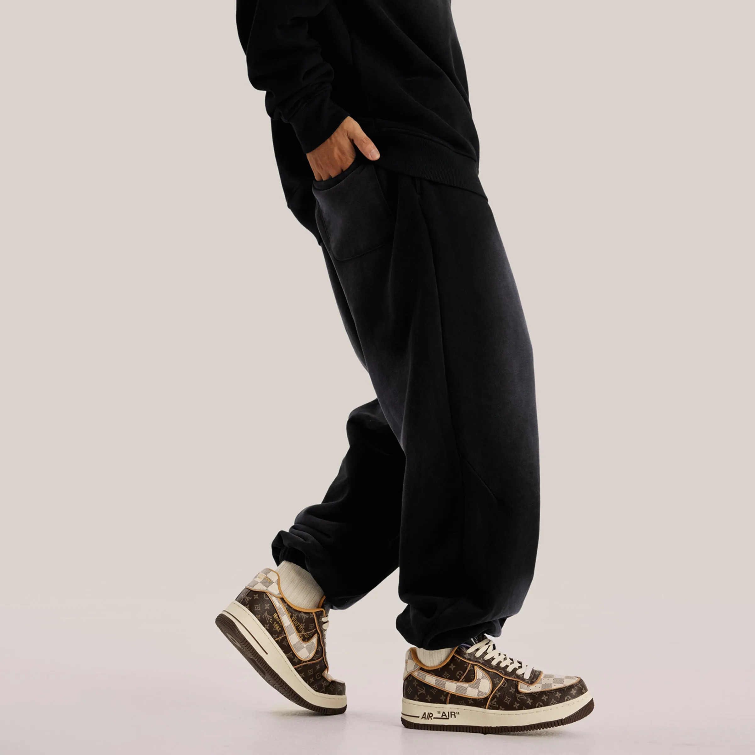Washed Black Oversized Sweatpants x Streetwear Baggy Pants
