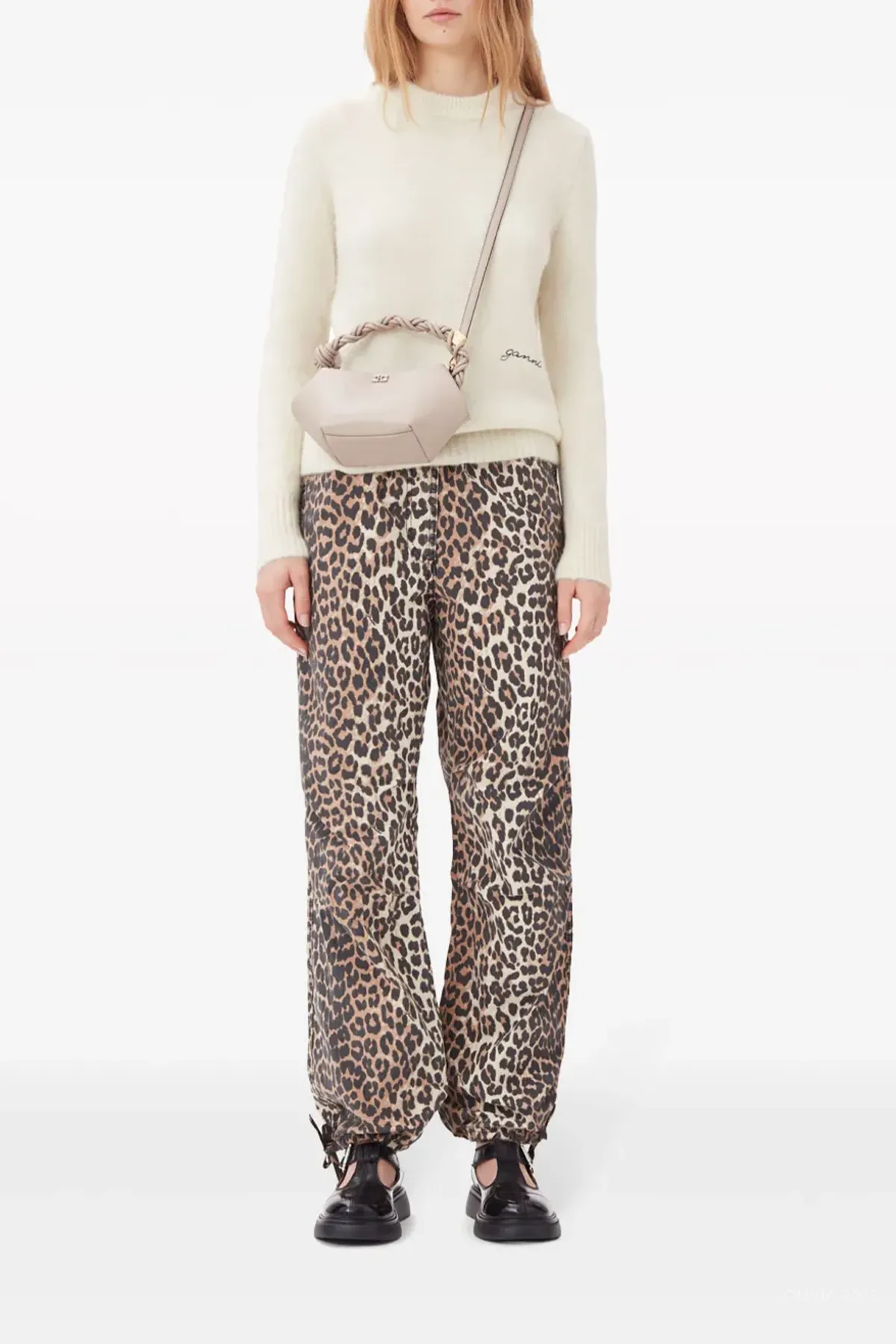 Washed Cotton Canvas Drawstring Pants in Almond Milk