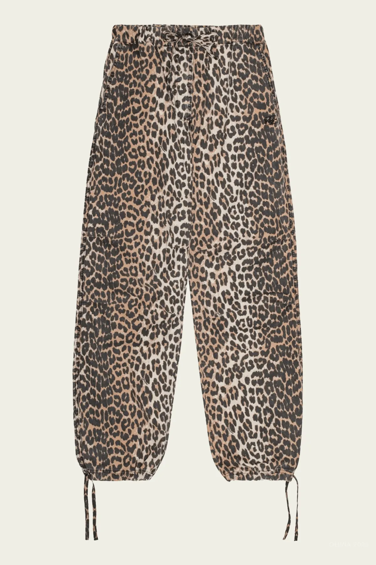 Washed Cotton Canvas Drawstring Pants in Almond Milk