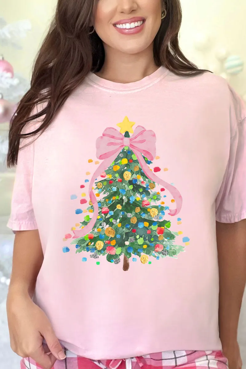 Watercolor Dots Christmas Tree Comfort Colors Adult Ring-Spun Cotton Tee