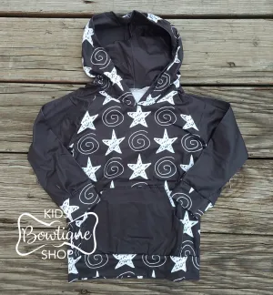 White & Black Stars Hooded Top
