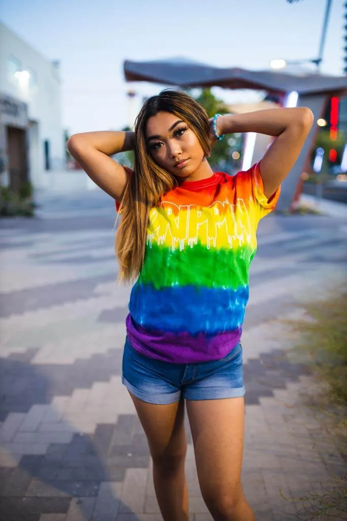 White Outline Drippin | Rainbow Pride Tee
