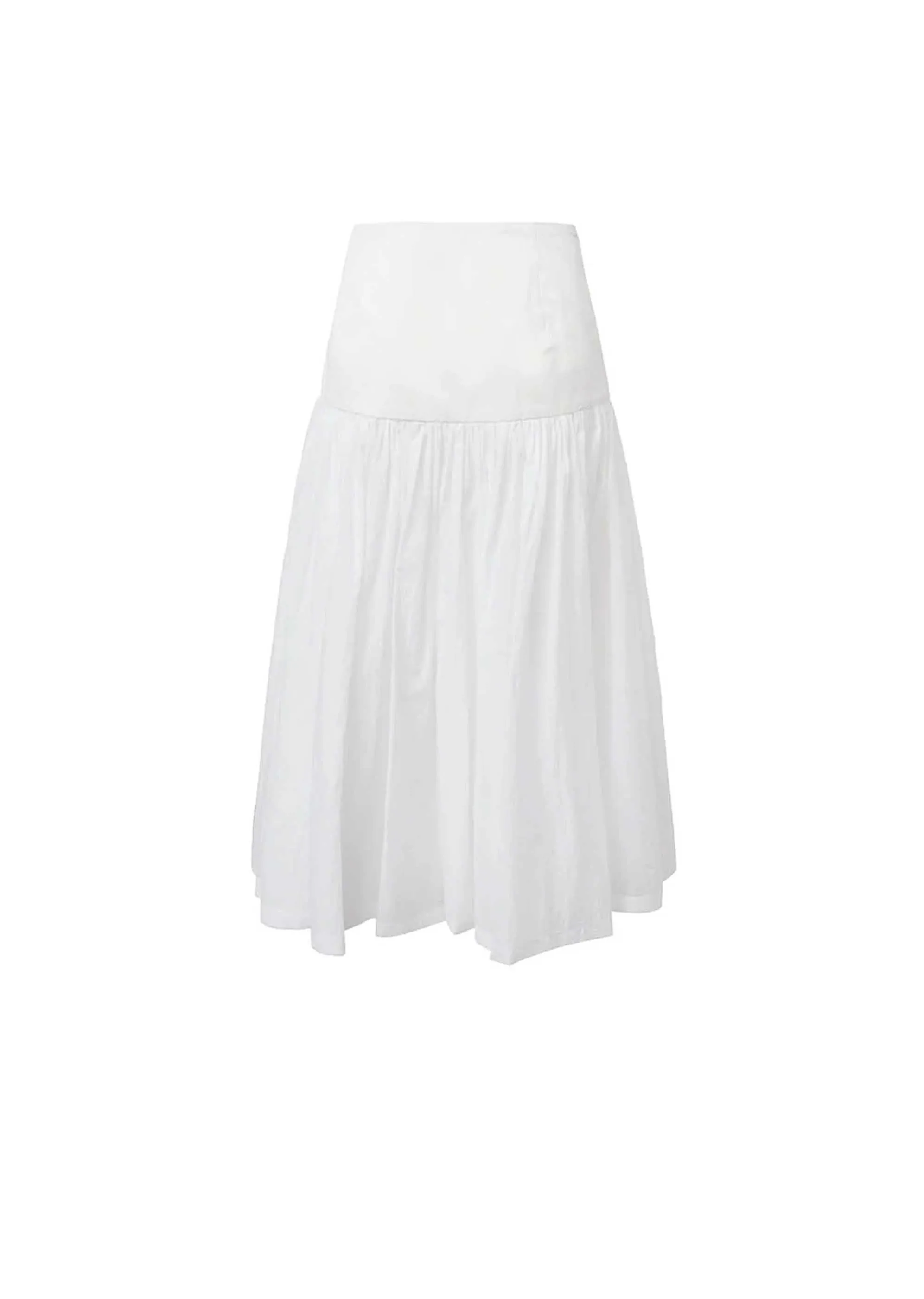 White Shirring Culotte Pants