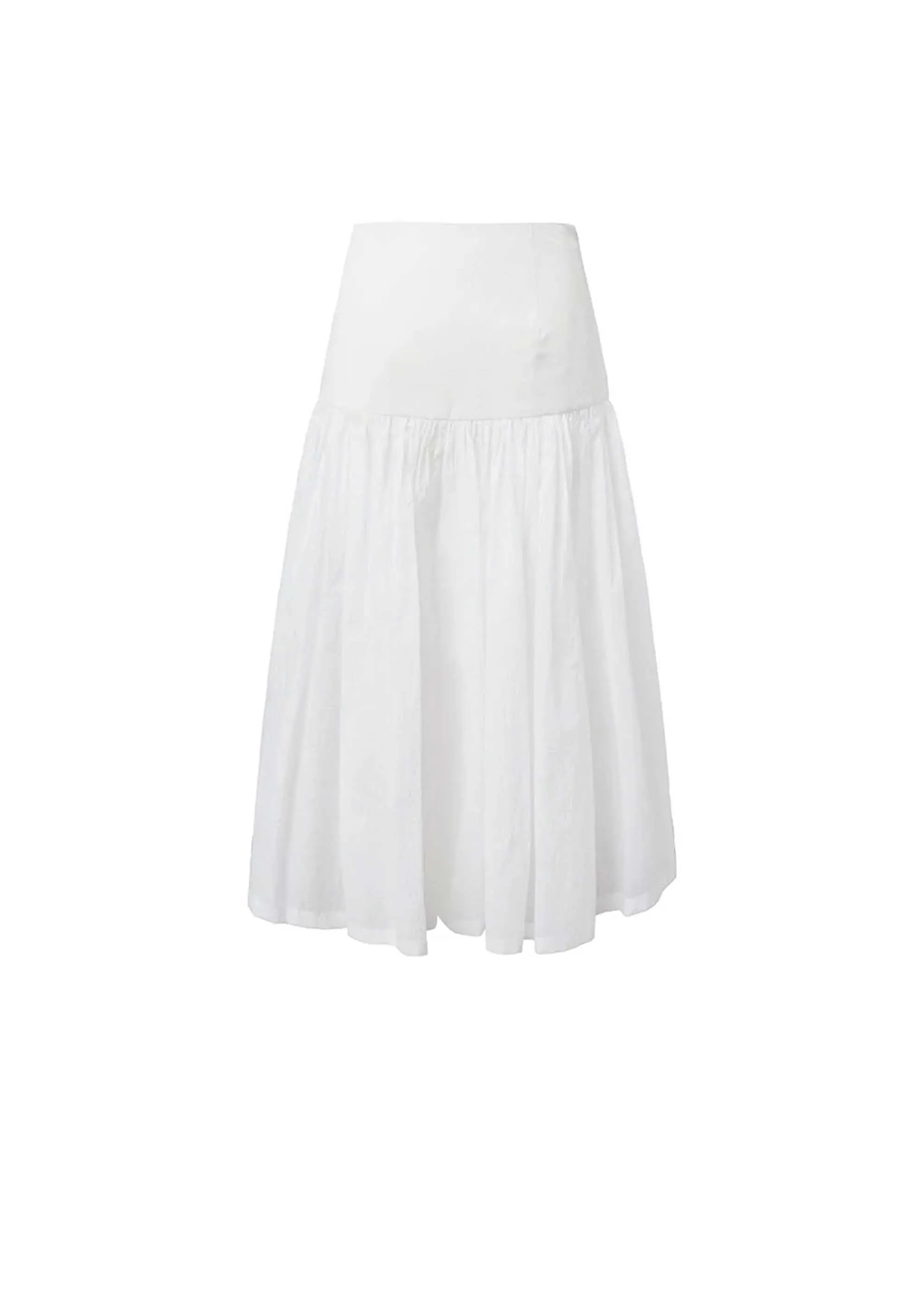 White Shirring Culotte Pants