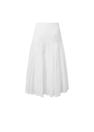 White Shirring Culotte Pants