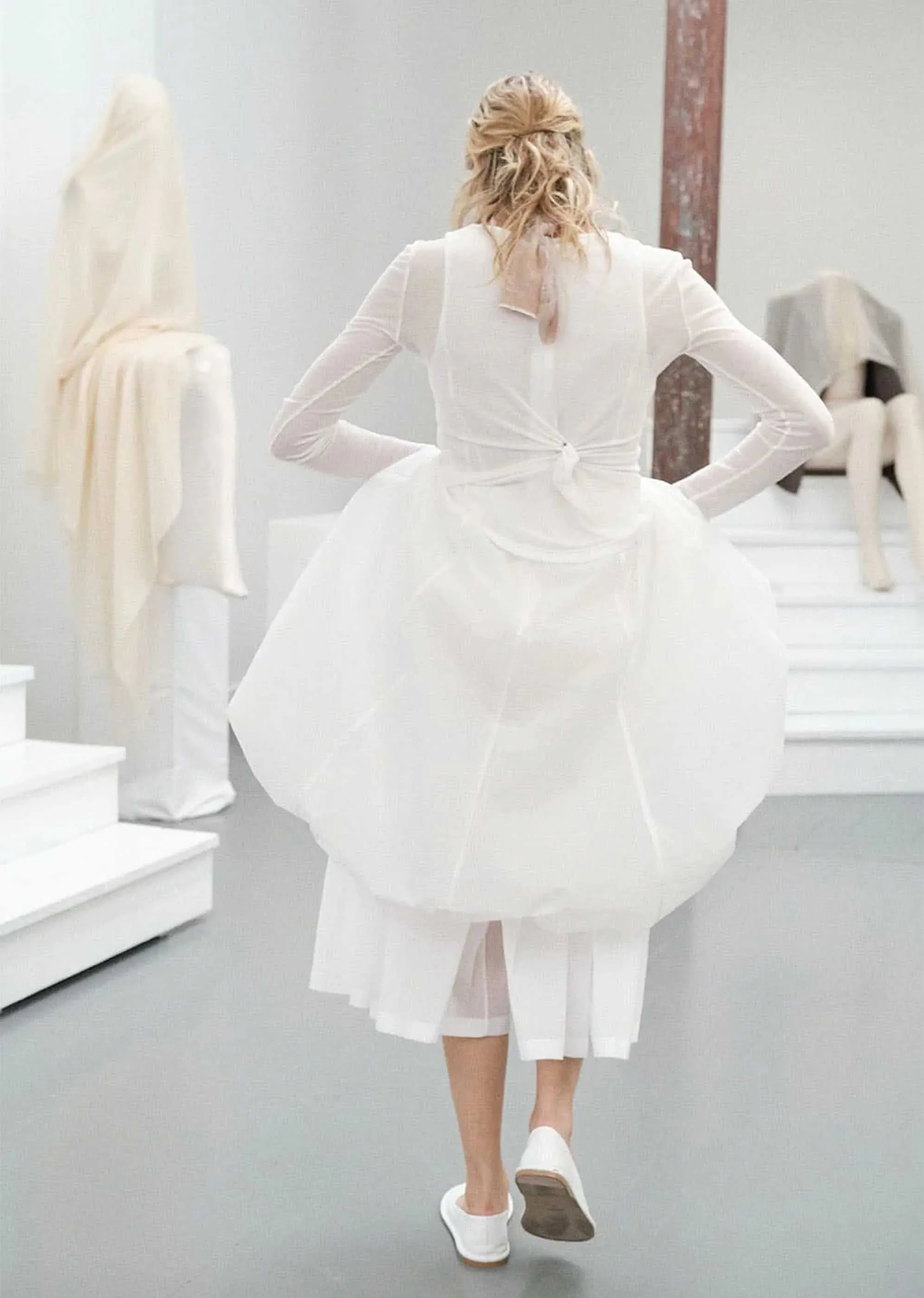 White Shirring Culotte Pants