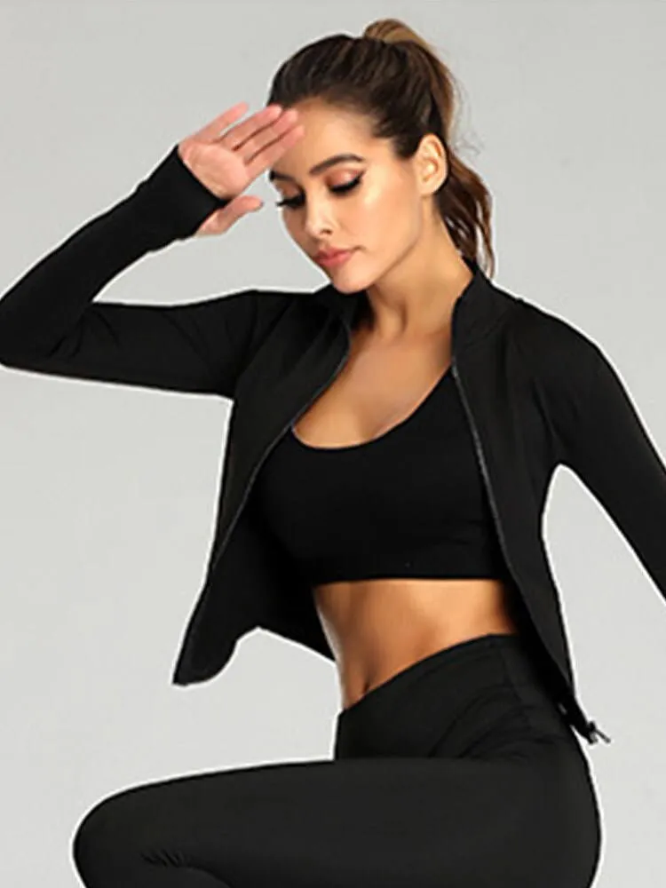 Women Full Zip-up Yoga Top Workout Running Jackets