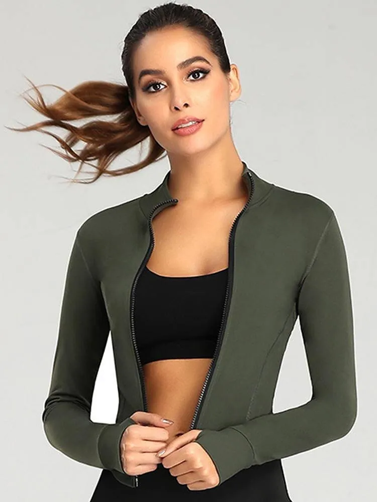 Women Full Zip-up Yoga Top Workout Running Jackets