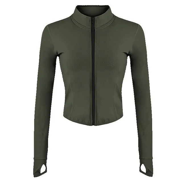 Women Full Zip-up Yoga Top Workout Running Jackets