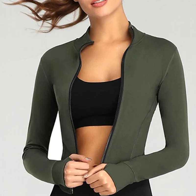 Women Full Zip-up Yoga Top Workout Running Jackets