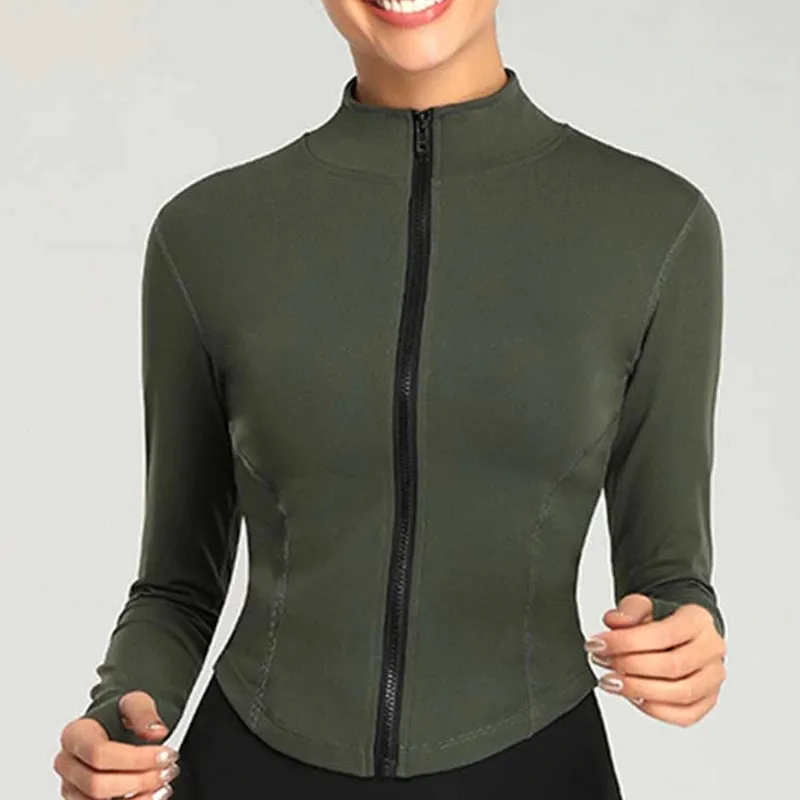 Women Full Zip-up Yoga Top Workout Running Jackets