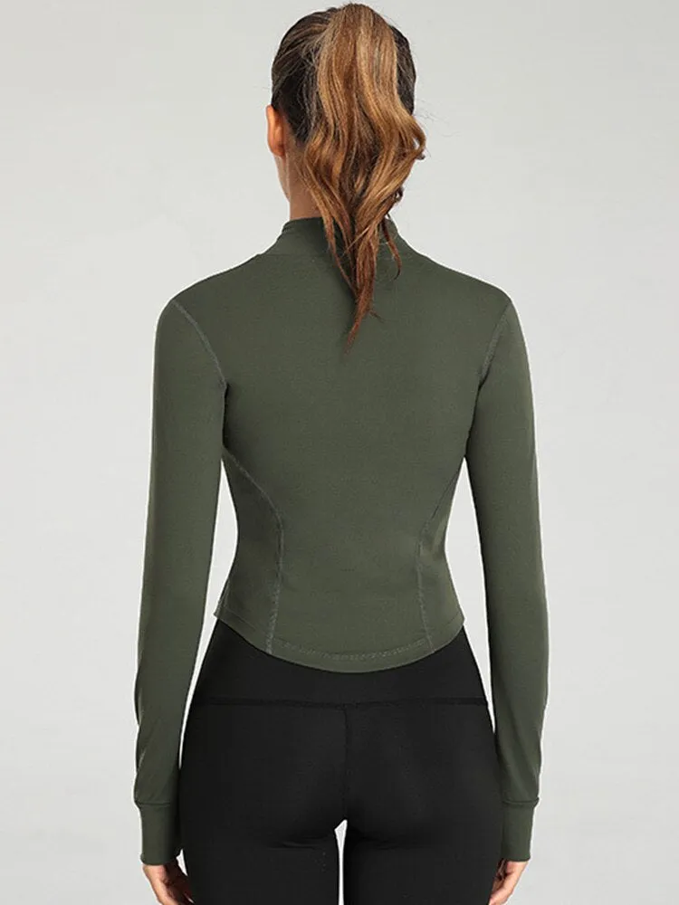 Women Full Zip-up Yoga Top Workout Running Jackets