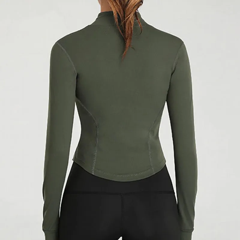 Women Full Zip-up Yoga Top Workout Running Jackets