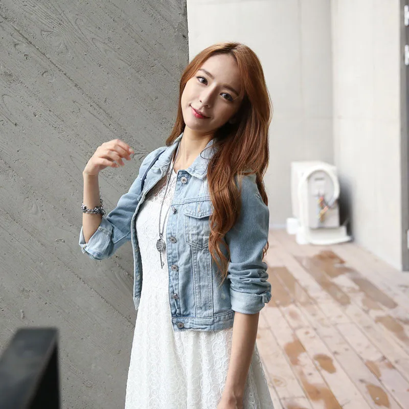 Women Jeans Jackets Short Tops Long Sleeve Denim Coat Vintage Ripped For Women Clothing chaquetas mujer