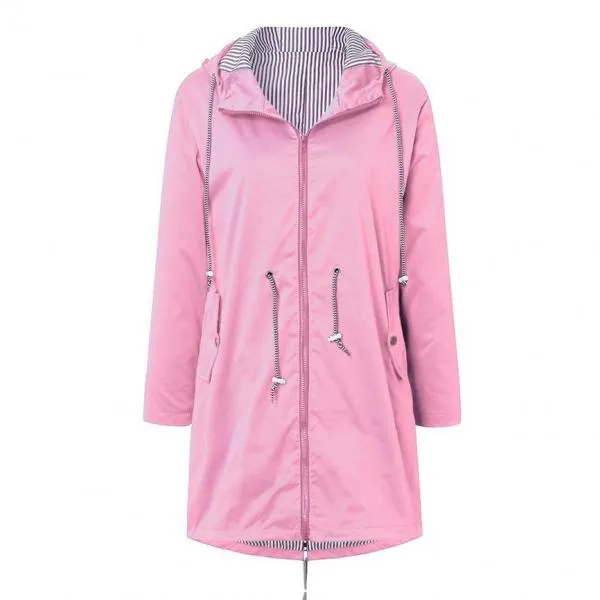 Women Rain Jackets Warm Wide Female Sam Jackets Solid Rain Hooded