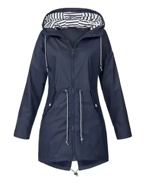 Women Rain Jackets Warm Wide Female Sam Jackets Solid Rain Hooded