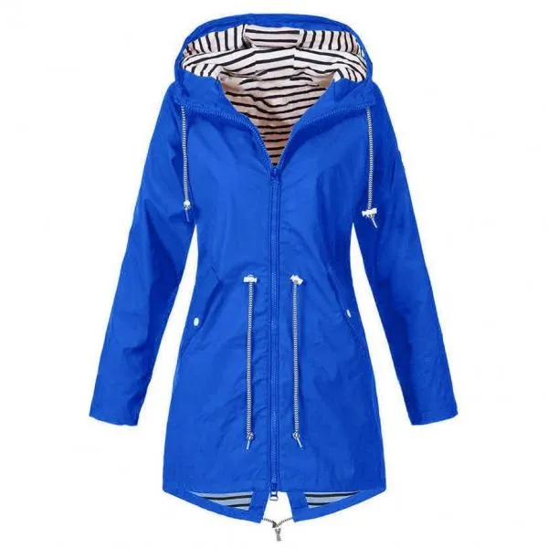 Women Rain Jackets Warm Wide Female Sam Jackets Solid Rain Hooded