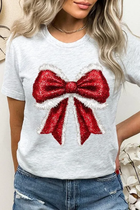 Women's Christmas Bow Decoration Graphic T-shirt